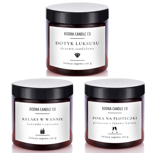 Świeca sojowa zapachowa w szkle zestaw 3szt
