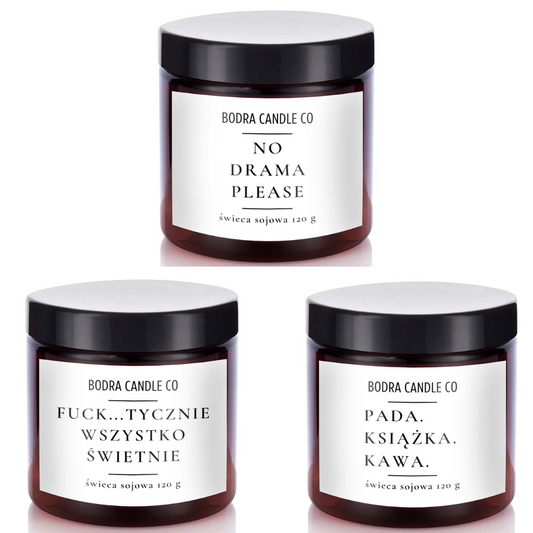 Świeca sojowa zapachowa zestaw 3 szt w szkle