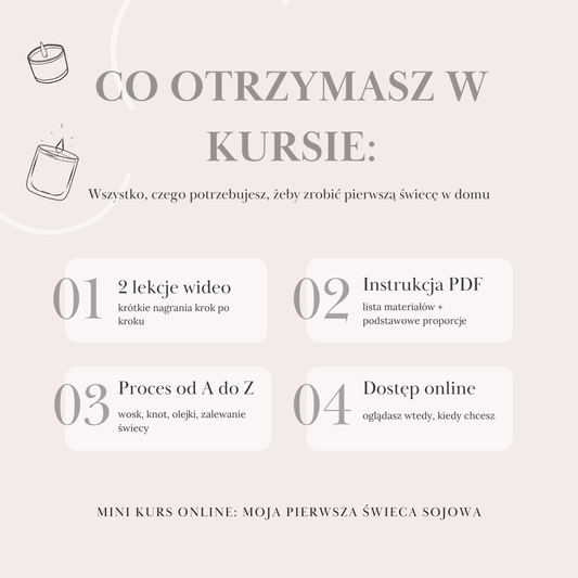 Mini kurs online: Moja Pierwsza Świeca Sojowa - PDF + video